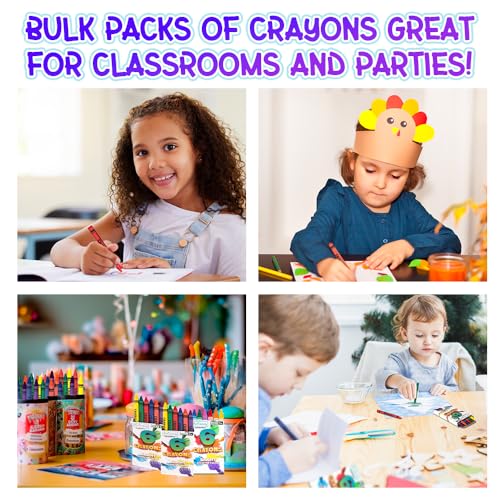 Crayons Bulk Set - 75 Crayon Packs - 6 Crayons in Each Pack - 450 Total - Crayons for Kids in Red, Orange, Yellow, Green, Blue, Purple