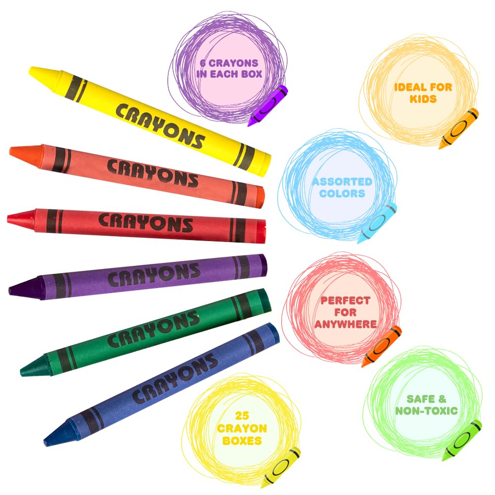 Crayons Bulk Set - 75 Crayon Packs - 6 Crayons in Each Pack - 450 Total - Crayons for Kids in Red, Orange, Yellow, Green, Blue, Purple