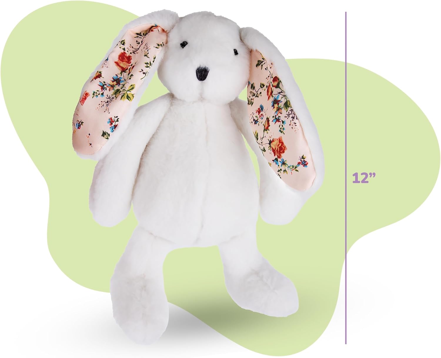 Easter Blossom Bunny Plush for Kids - 12 inches - White Stuffed Rabbit Plush Toy with Floral Print Feet for Boys and Girls
