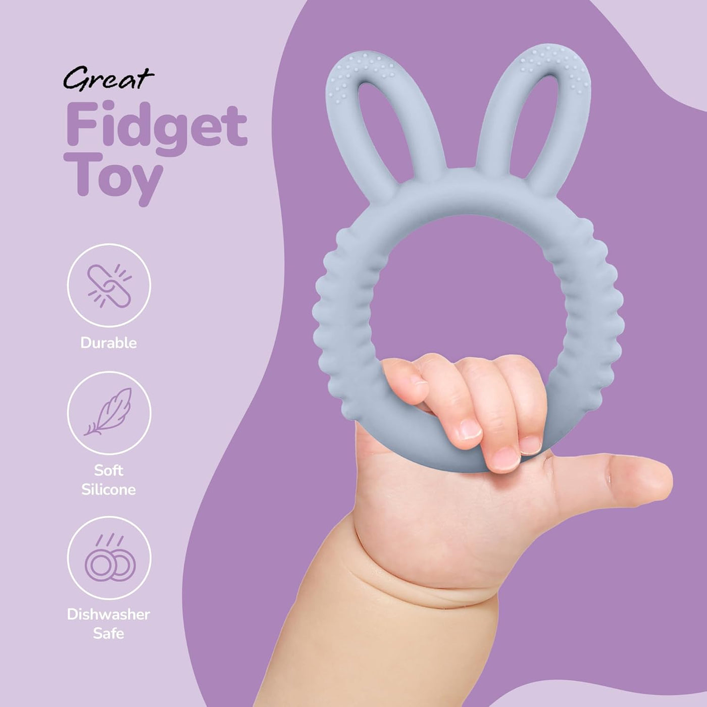 Bunny Baby Teething Rings - Set of 2 - Silicone Baby Teething Toys - Nubs for Soothing Teething Relief - Soft Fidget Toys for Kids - Bunny Shaped Easter Gifts