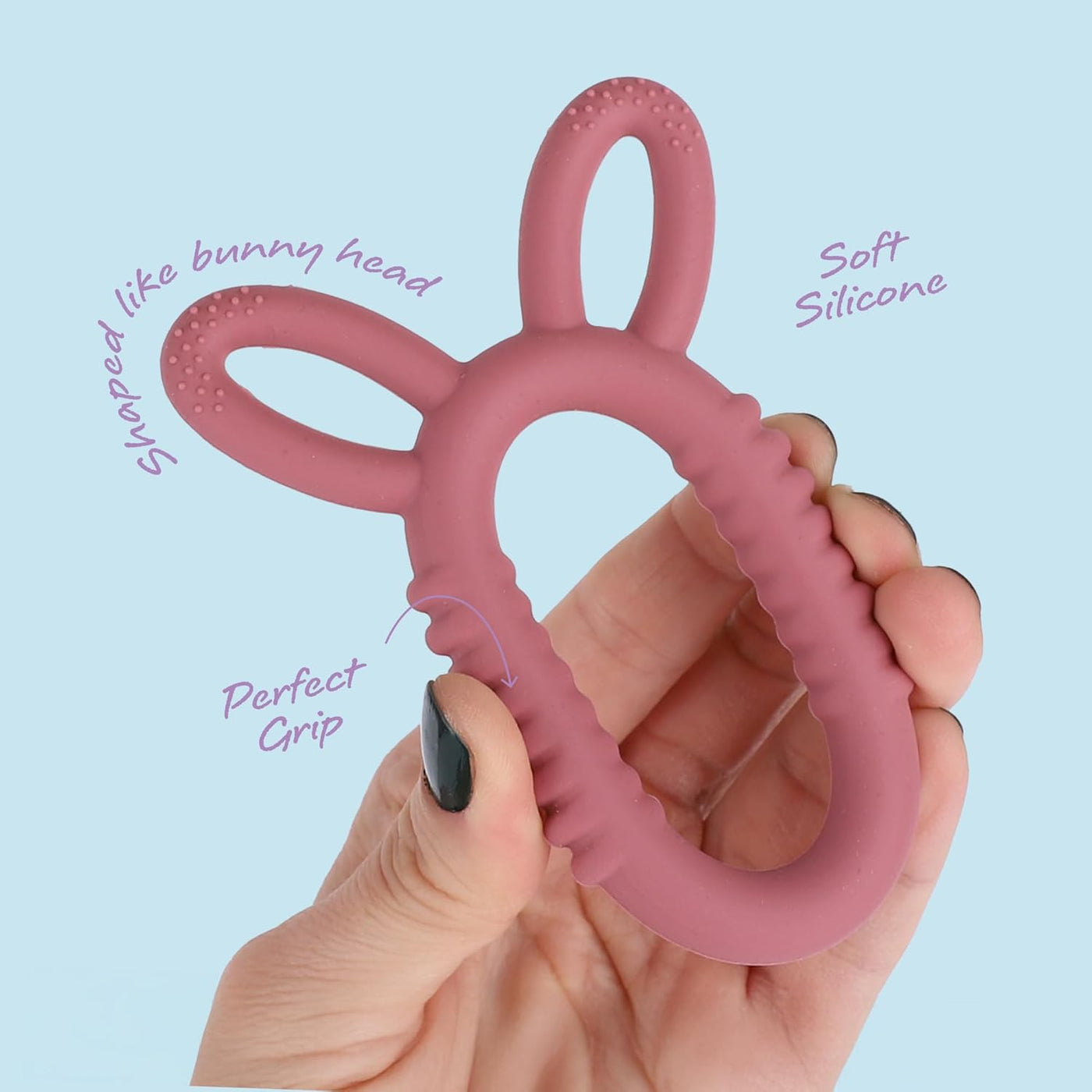 Bunny Baby Teething Rings - Set of 2 - Silicone Baby Teething Toys - Nubs for Soothing Teething Relief - Soft Fidget Toys for Kids - Bunny Shaped Easter Gifts