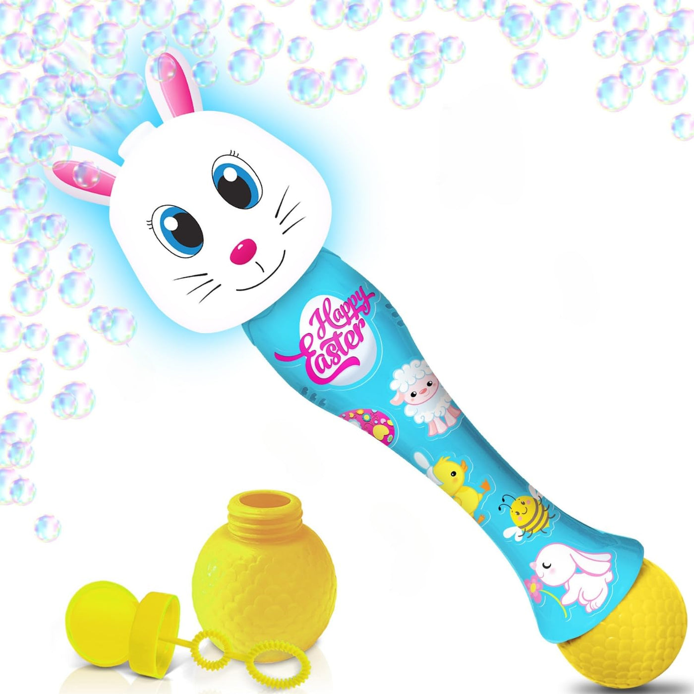 Easter Chick Bubble Wand, Easter Basket Stuffers for Toddler, 14" Light Up Automatic Bubble Maker with LED & Music, Bubbles for Kids, Toys for Toddlers 1-3