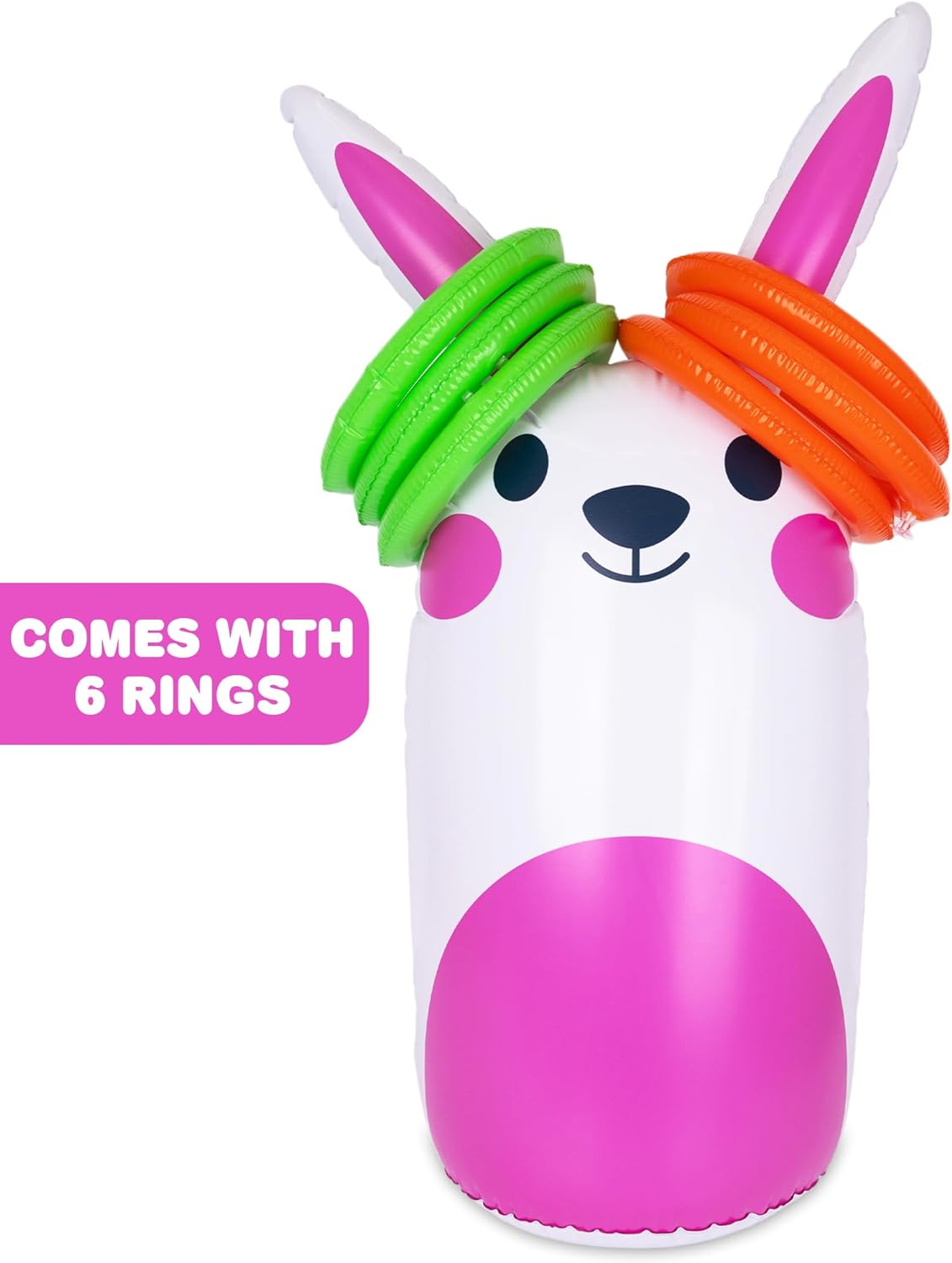 Easter Bunny Inflatable Ring Toss Game - Easter Games for Kids with Inflatable Bunny and 6 Rings