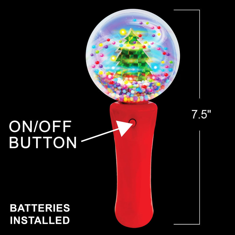 Christmas Light Up Wand for Kids - 7.5 Inch Light Up Spinner Wand - LED Christmas Spinner Toy Wand with Batteries Included