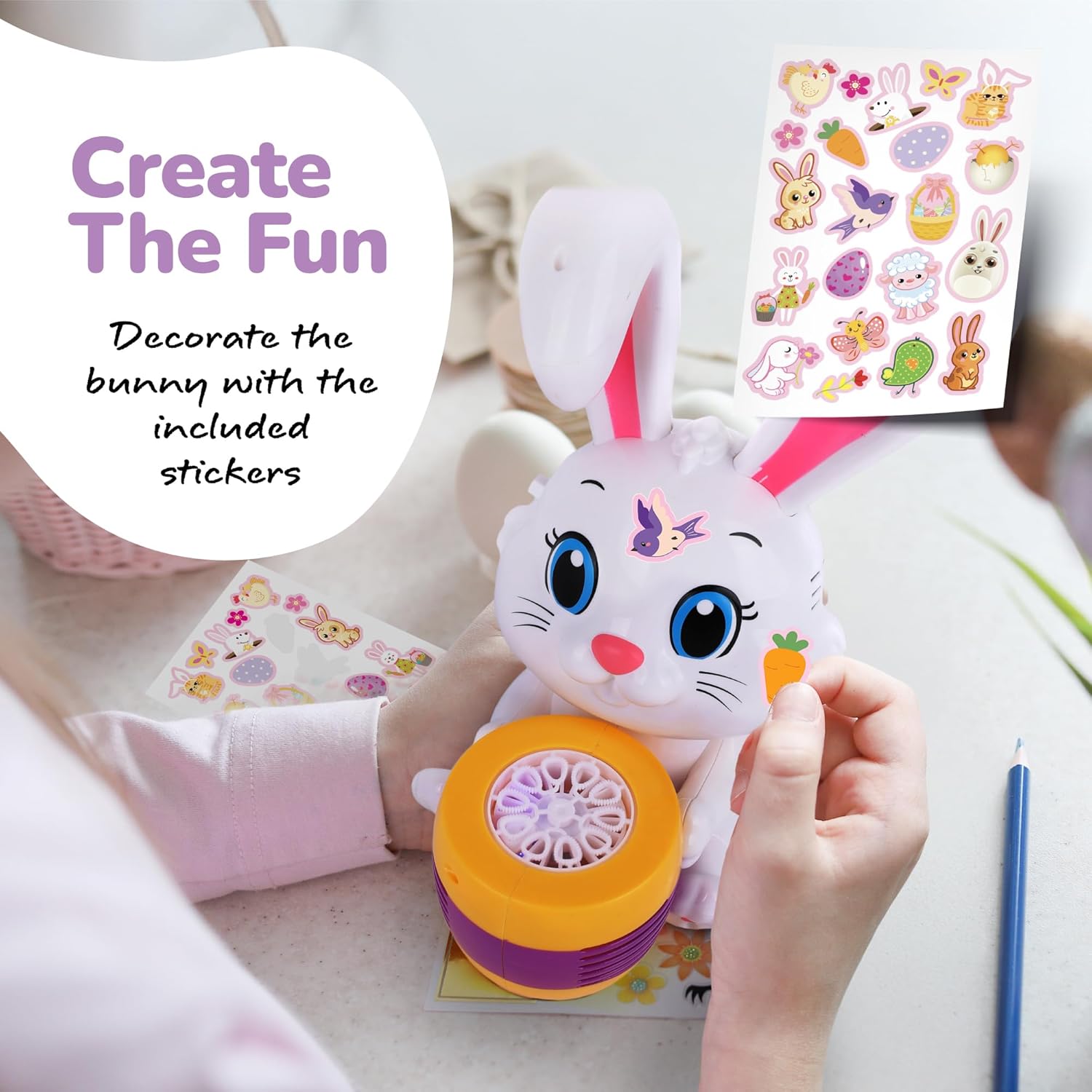 Easter Bunny Bubble Machine for Toddlers - Extreme Bubble - Rabbit Holding Egg Bubble Blower Toy for Kids with Refill Solutions, Music, & Batteries - Blowing Party Favors - Easter Basket Stuffers