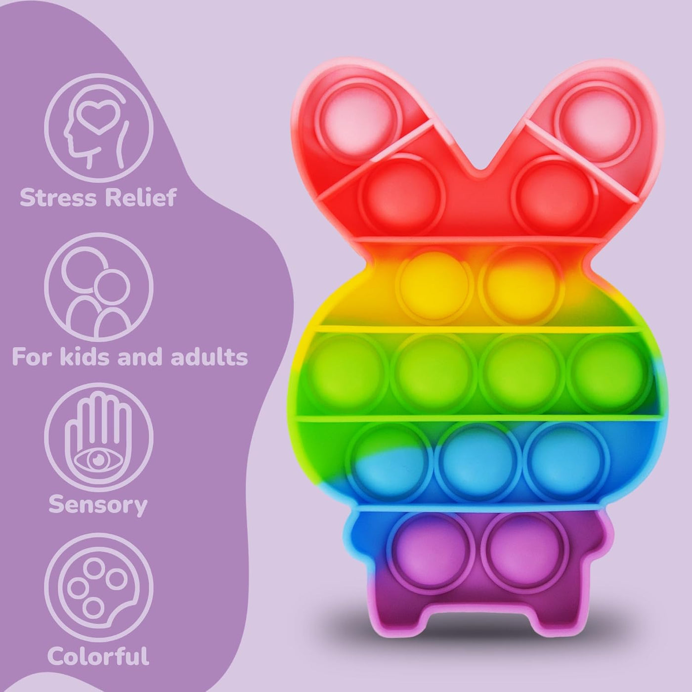 Easter Popper - 4 Pack - Easter Pop Its Bubble Fidget Sensory Toys for Kids - Basket Stocking Stuffers with Colorful Egg, Carrot, and 2 Bunny Rabbits