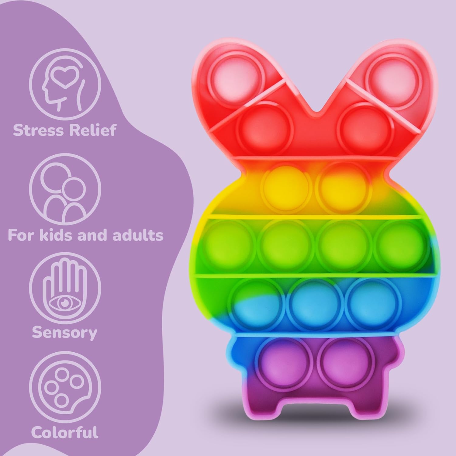 Easter Popper - 4 Pack - Easter Pop Its Bubble Fidget Sensory Toys for Kids - Basket Stocking Stuffers with Colorful Egg, Carrot, and 2 Bunny Rabbits