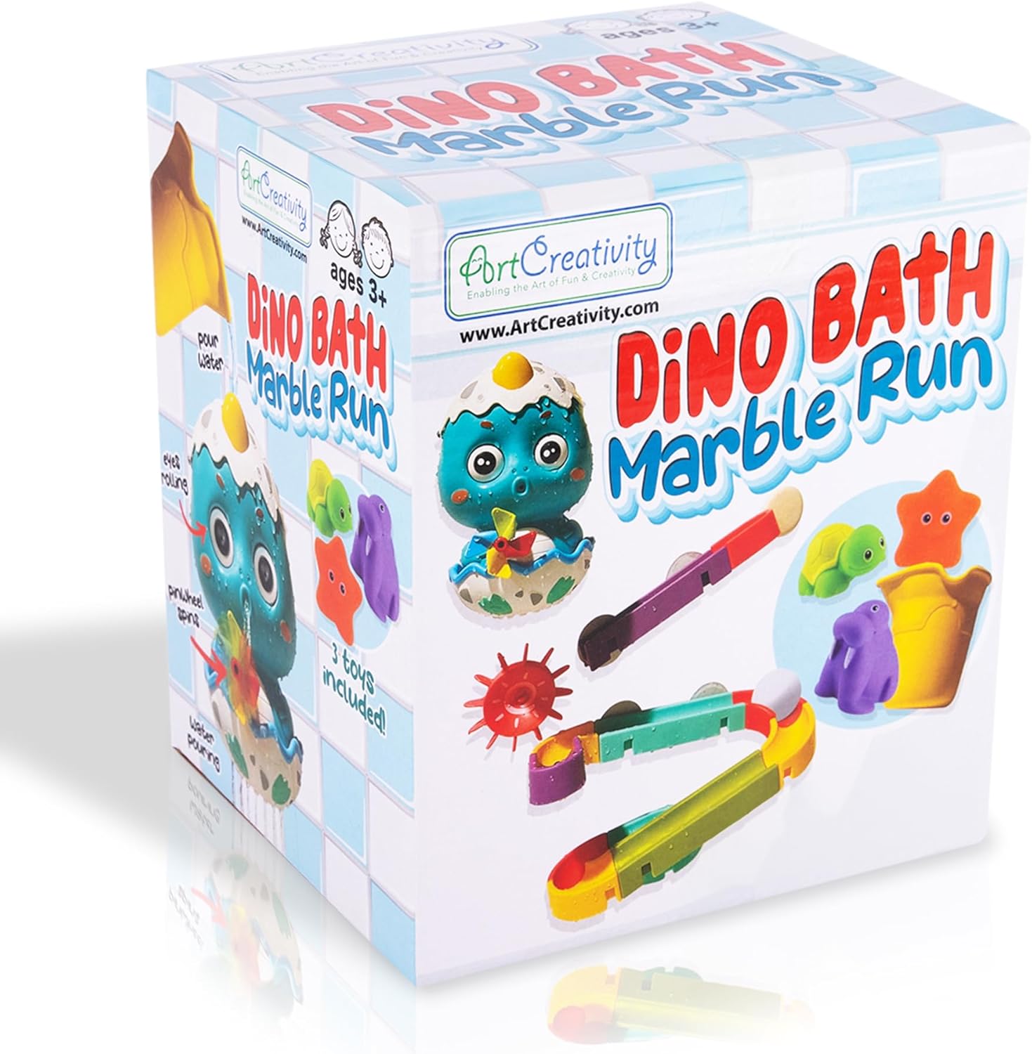 Interactive Bathtub Slide Set - Bath Slide Set with Bathtub Slide, Waterfall, Marble Run, Spinning Pinwheels, and Unique Squirt Toys (Turtle, Walrus, and Starfish) - Stong Suction Cups