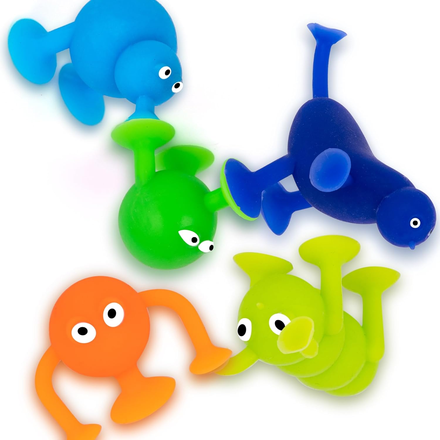 Suction Creature Bath Toys for Kids - Set of 12 Suction Cup Toys - Mold Free Bath Toys in Assorted Colors and Shapes