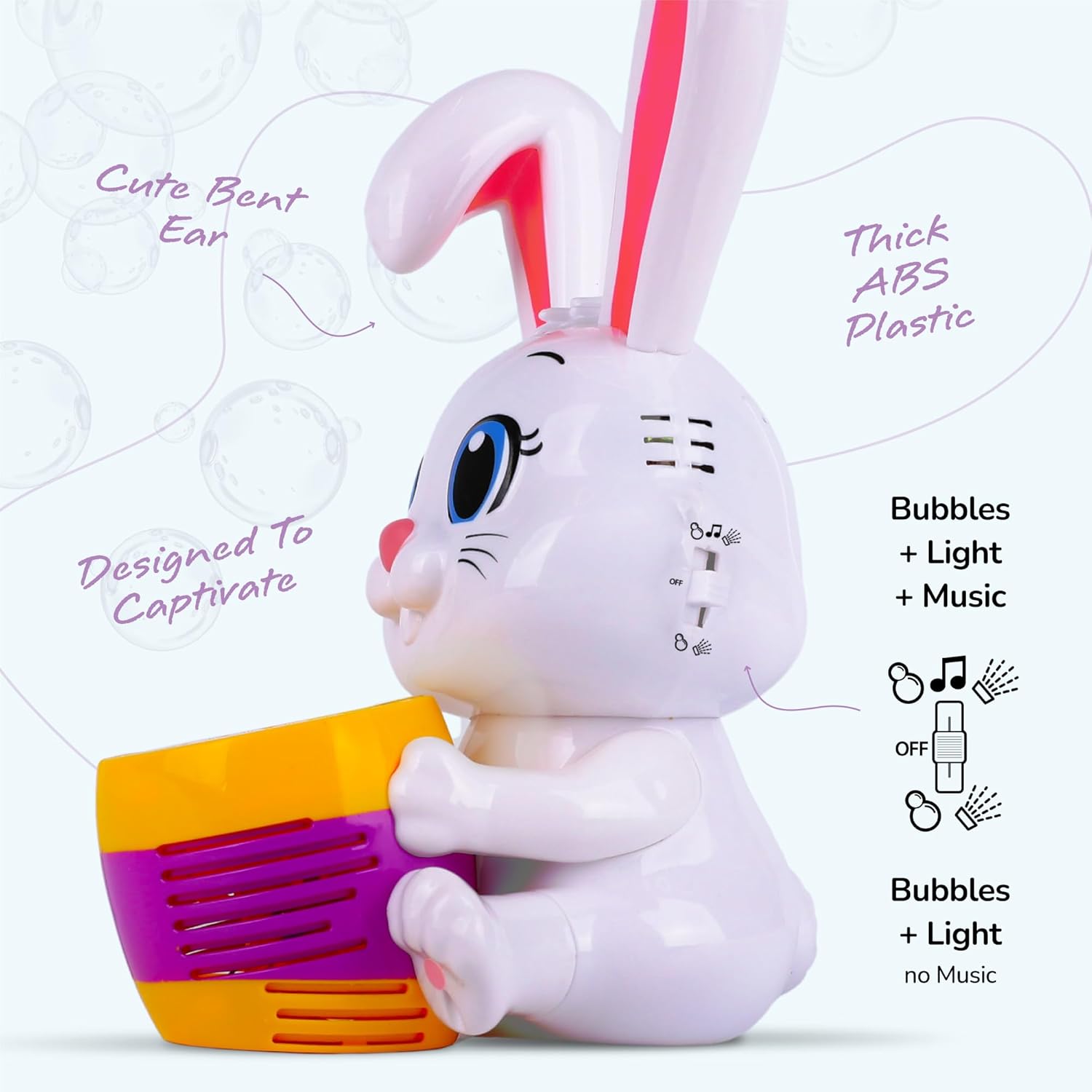 Easter Bunny Bubble Machine for Toddlers - Extreme Bubble - Rabbit Holding Egg Bubble Blower Toy for Kids with Refill Solutions, Music, & Batteries - Blowing Party Favors - Easter Basket Stuffers