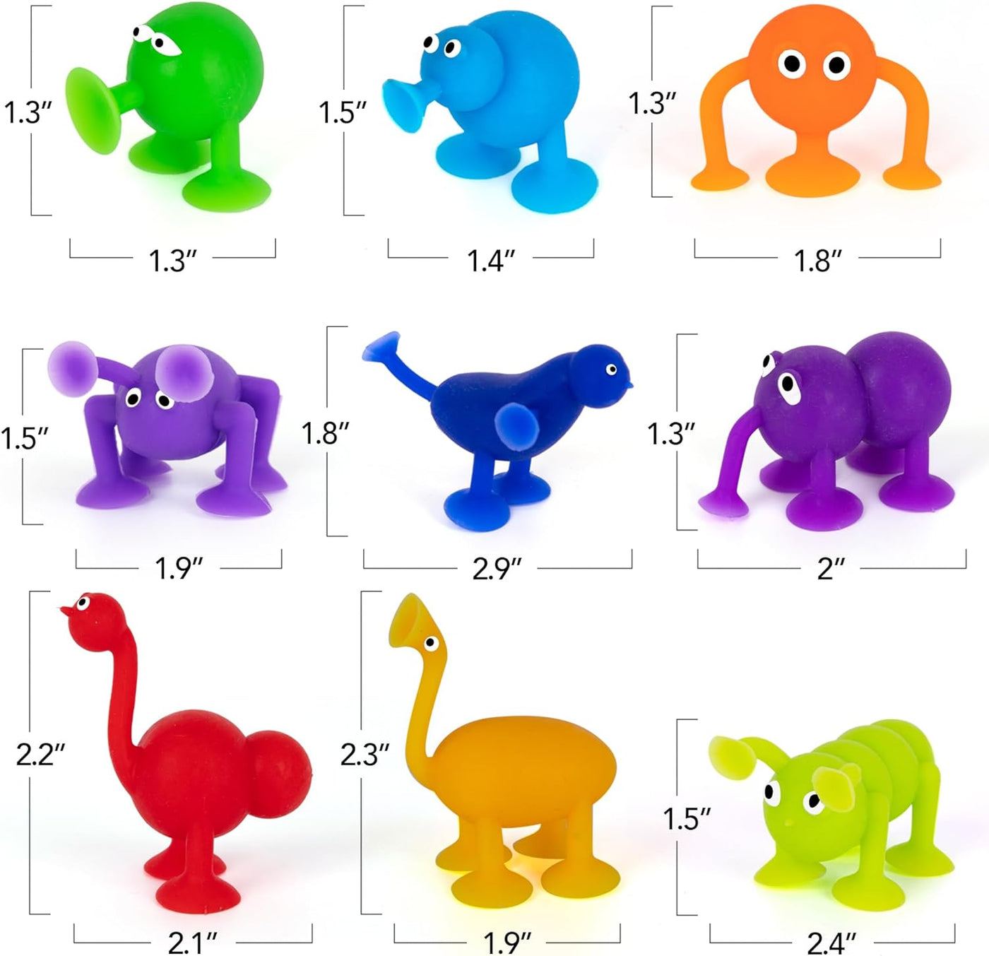 Suction Creature Bath Toys for Kids - Set of 12 Suction Cup Toys - Mold Free Bath Toys in Assorted Colors and Shapes