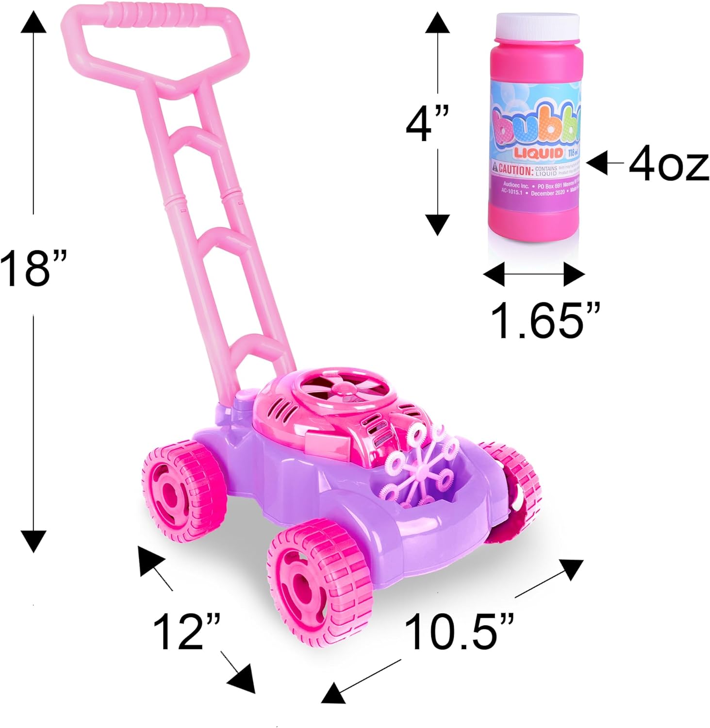 Bubble Lawn Mower for Kids, Electronic Outdoor Push Bubble Blower with Refills