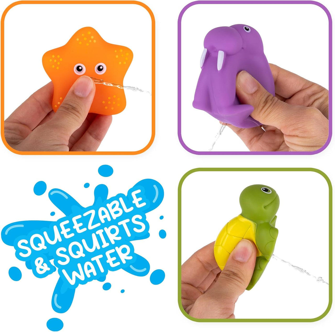 Interactive Bathtub Slide Set - Bath Slide Set with Bathtub Slide, Waterfall, Marble Run, Spinning Pinwheels, and Unique Squirt Toys (Turtle, Walrus, and Starfish) - Stong Suction Cups
