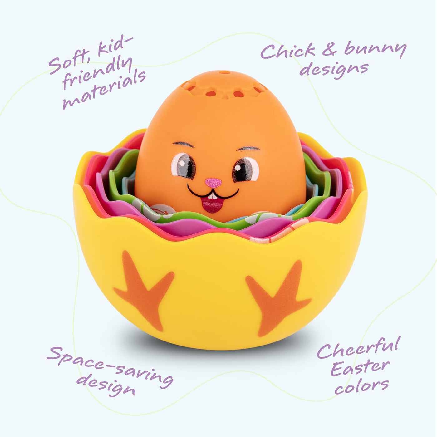 Easter Stacking Egg Bath Toy - Set of 9 - Colorful Baby Stacking Toys for Toddlers Bath Time Fun - Stackable Bunny Eggs Nesting Chicks - Early Learning Bathtub Toys - Baby Shower Toys