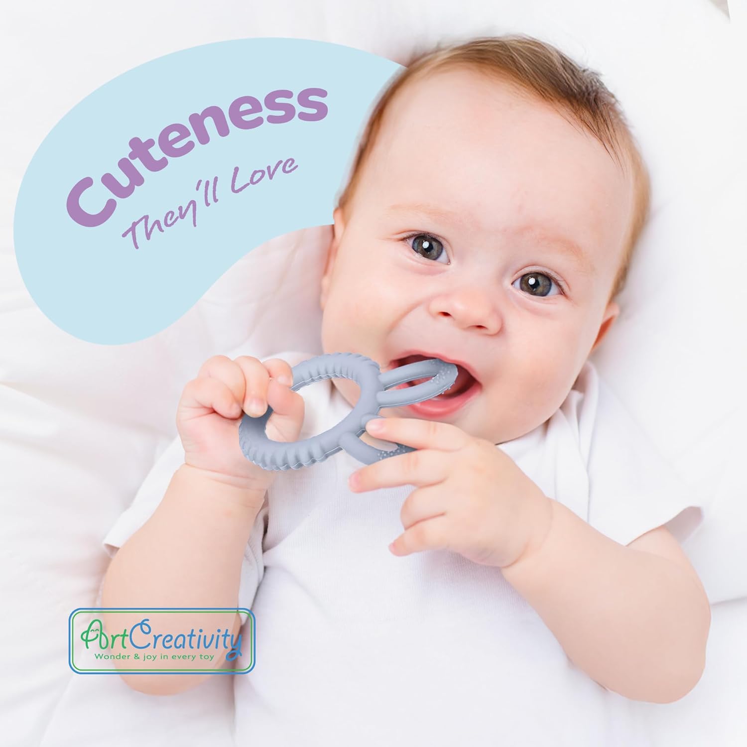 Bunny Baby Teething Rings - Set of 2 - Silicone Baby Teething Toys - Nubs for Soothing Teething Relief - Soft Fidget Toys for Kids - Bunny Shaped Easter Gifts