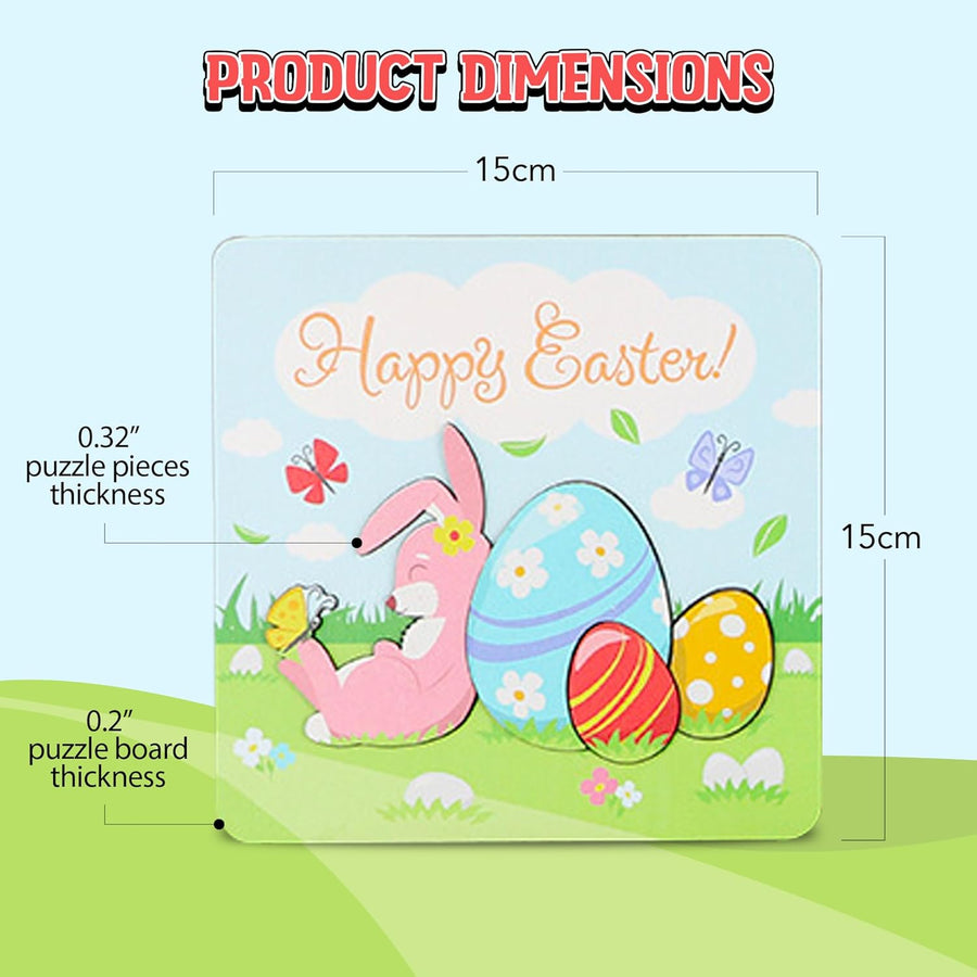 Mini Easter Puzzles for Kids - Set of 4 - Wooden Kids’ Easter Puzzle Set in Spring Colors - Chunky Design for Easy Grasping - Easter Gifts for Young Children