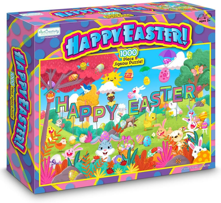 Easter Jigsaw Puzzle - 27.5" x 19.6" - 1000 Piece Painted Easter Egg Puzzle for Kids and Adults Enhances Logical Thinking - Family Easter Gifts Supplies