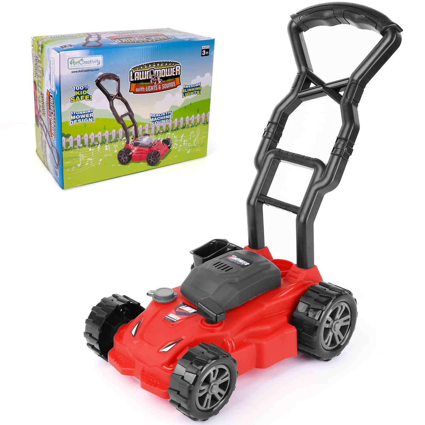 Kids’ Lawn Mower Toy - 21 Inches Tall - Lawn Mower for Kids with Startup Sound and Wheels with Realistic Motor-Like Sound