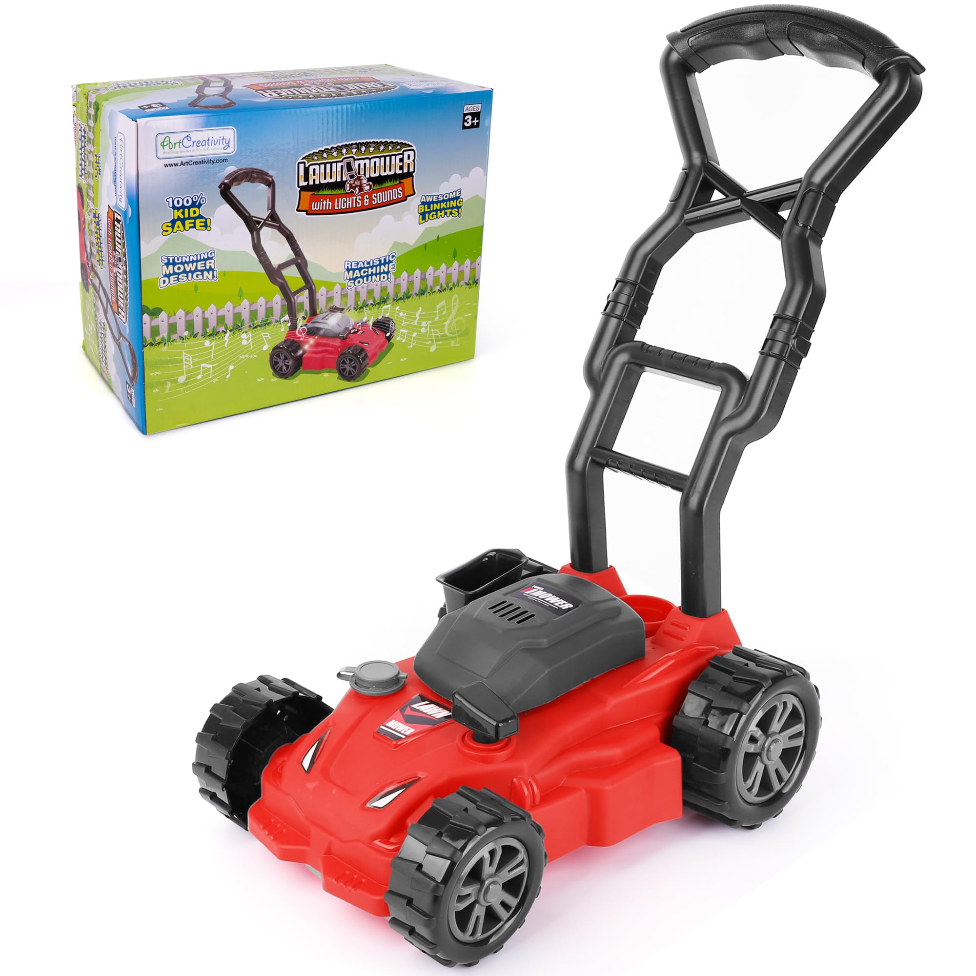 Kids’ Lawn Mower Toy - 21 Inches Tall - Lawn Mower for Kids with Startup Sound and Wheels with Realistic Motor-Like Sound