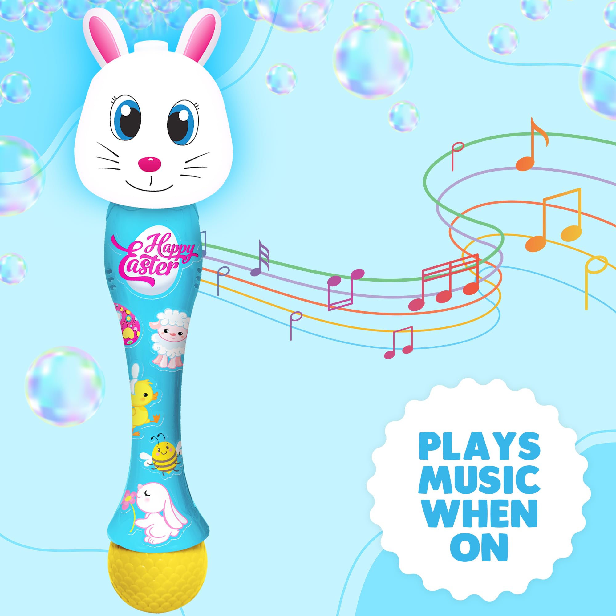 Easter Chick Bubble Wand, Easter Basket Stuffers for Toddler, 14" Light Up Automatic Bubble Maker with LED & Music, Bubbles for Kids, Toys for Toddlers 1-3