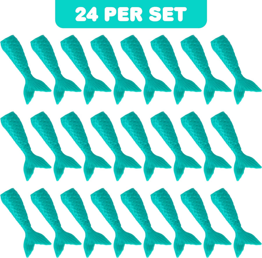 Mermaid Tail Slingshots for Kids - 24 PCS Mermaid Party Favors - Silicone Under the Sea Party Favors - Fly Over 25 Feet