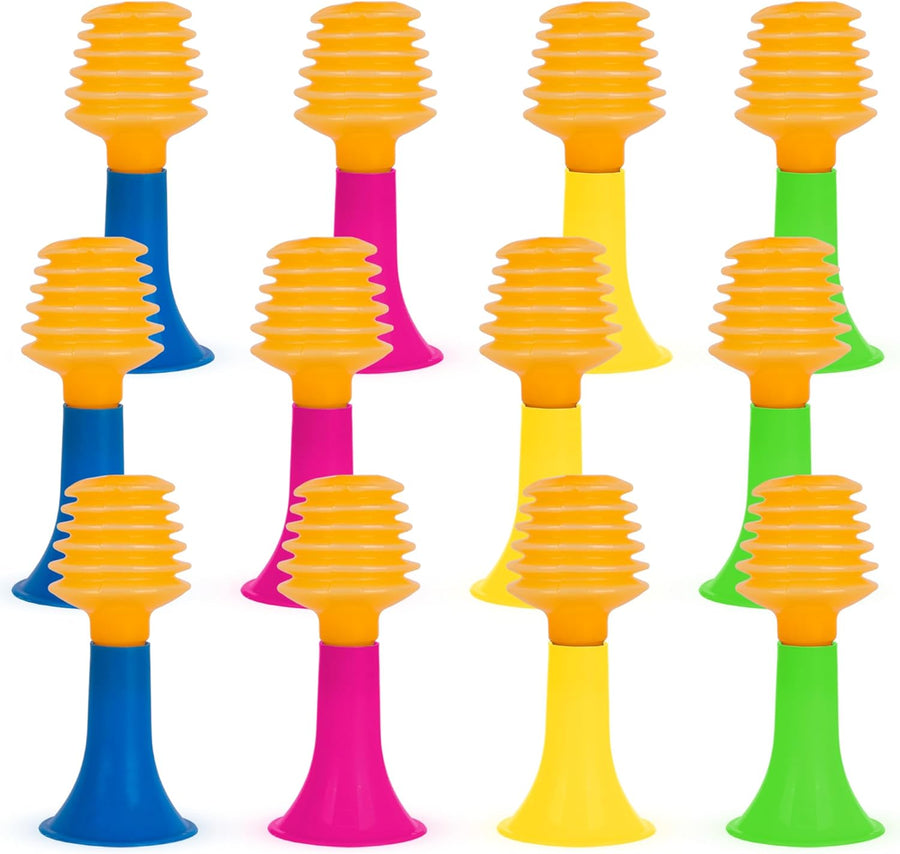 Mini Trumpet Party Noise Makers - Set of 12 Party Horns - Party Blowers for Kids in Assorted Bright Colors