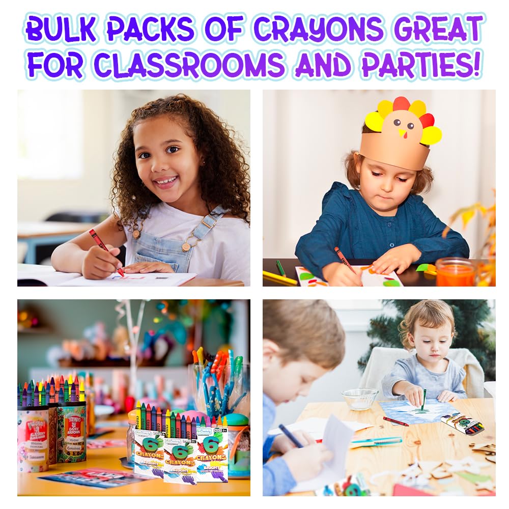 Crayons Bulk Set - 75 Crayon Packs - 6 Crayons in Each Pack - 450 Total - Crayons for Kids in Red, Orange, Yellow, Green, Blue, Purple