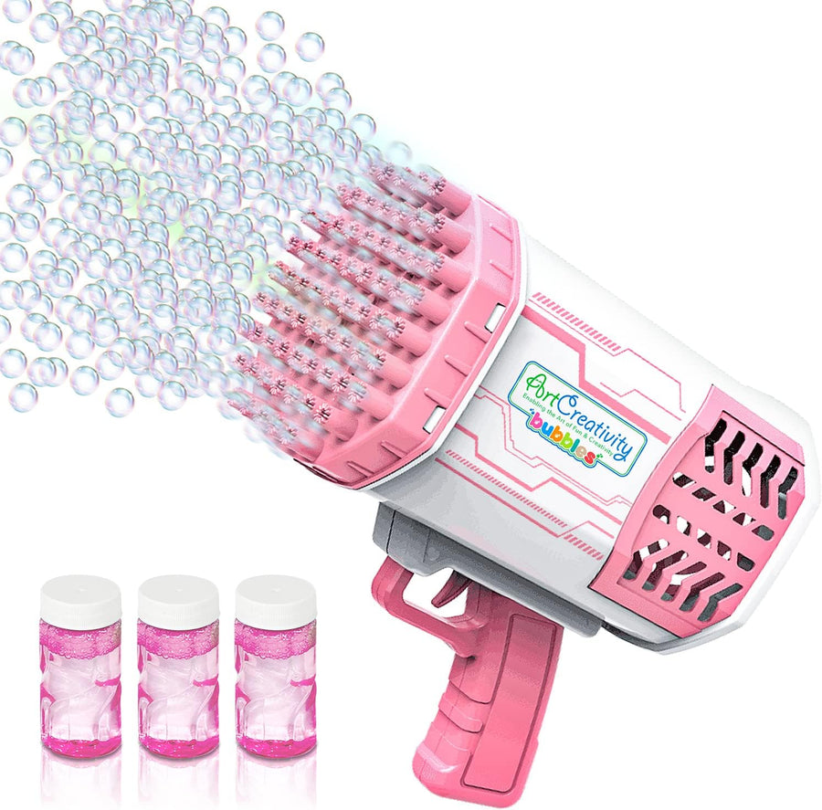 Bazooka Bubble Gun, Bubble Bazooka with Colorful Lights, 69 Holes Big Bubble Machine Gun for Kids