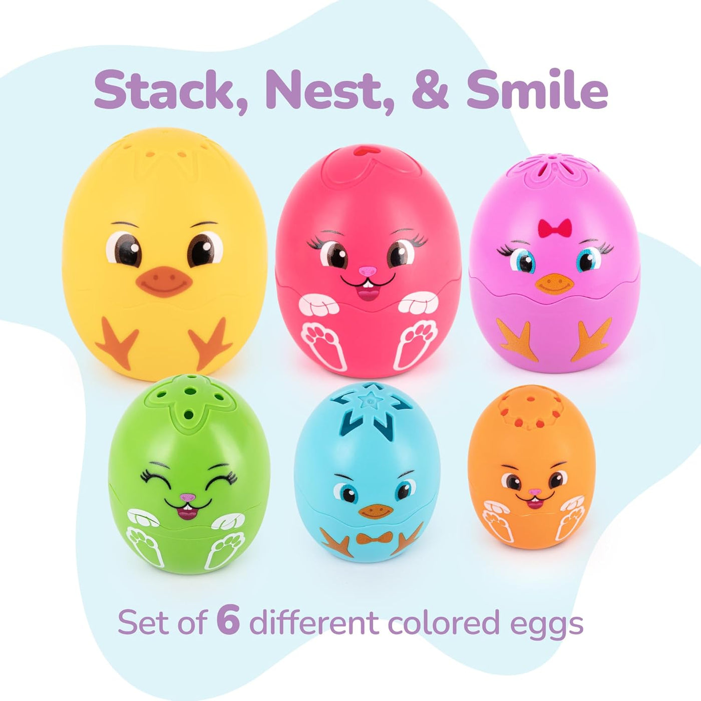 Easter Stacking Egg Bath Toy - Set of 9 - Colorful Baby Stacking Toys for Toddlers Bath Time Fun - Stackable Bunny Eggs Nesting Chicks - Early Learning Bathtub Toys - Baby Shower Toys
