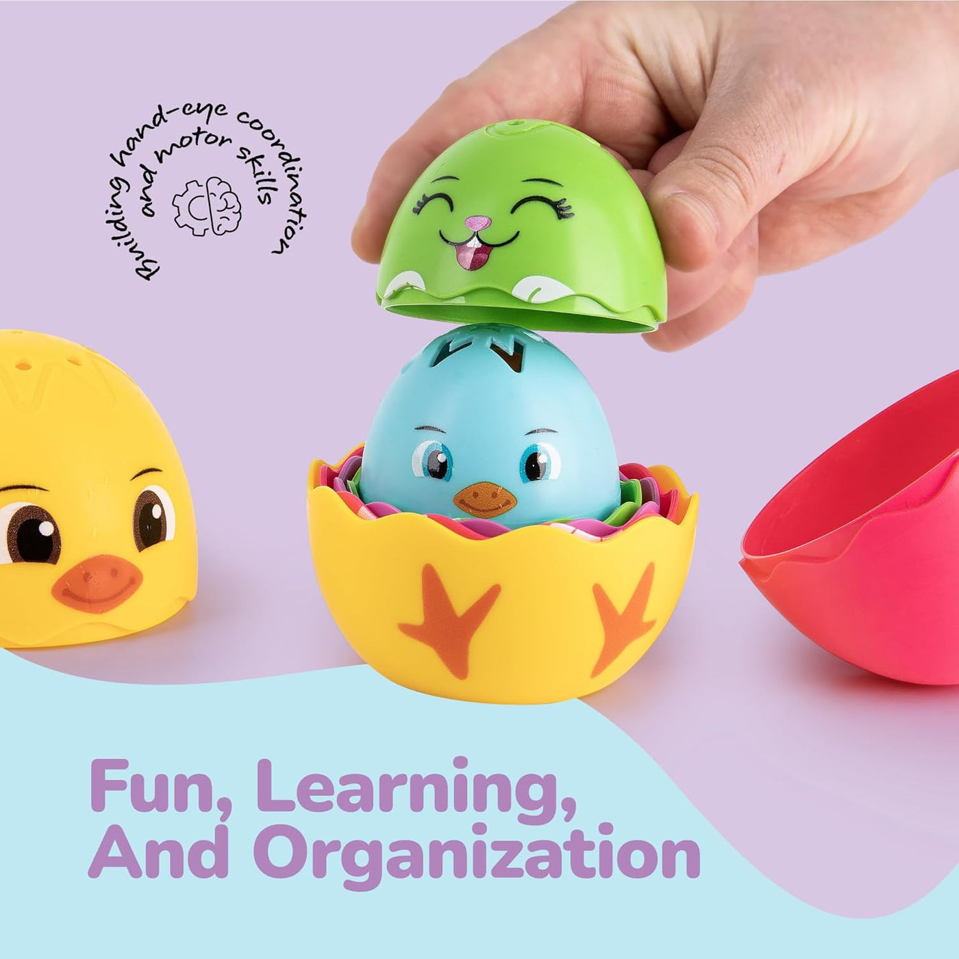 Easter Stacking Egg Bath Toy - Set of 9 - Colorful Baby Stacking Toys for Toddlers Bath Time Fun - Stackable Bunny Eggs Nesting Chicks - Early Learning Bathtub Toys - Baby Shower Toys