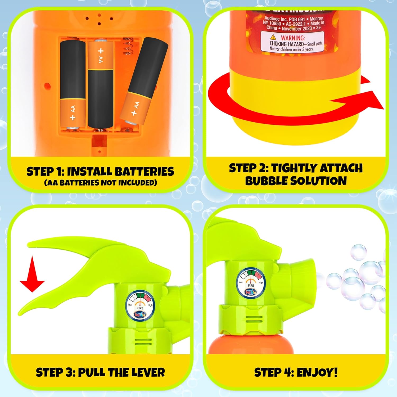 Fire Extinguisher Bubble Machine for Kids - Bubble Blowing Firefighter Toy with Bubble Solution Included