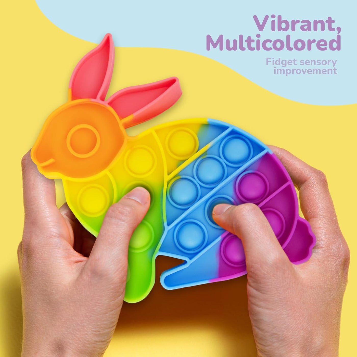 Easter Popper - 4 Pack - Easter Pop Its Bubble Fidget Sensory Toys for Kids - Basket Stocking Stuffers with Colorful Egg, Carrot, and 2 Bunny Rabbits