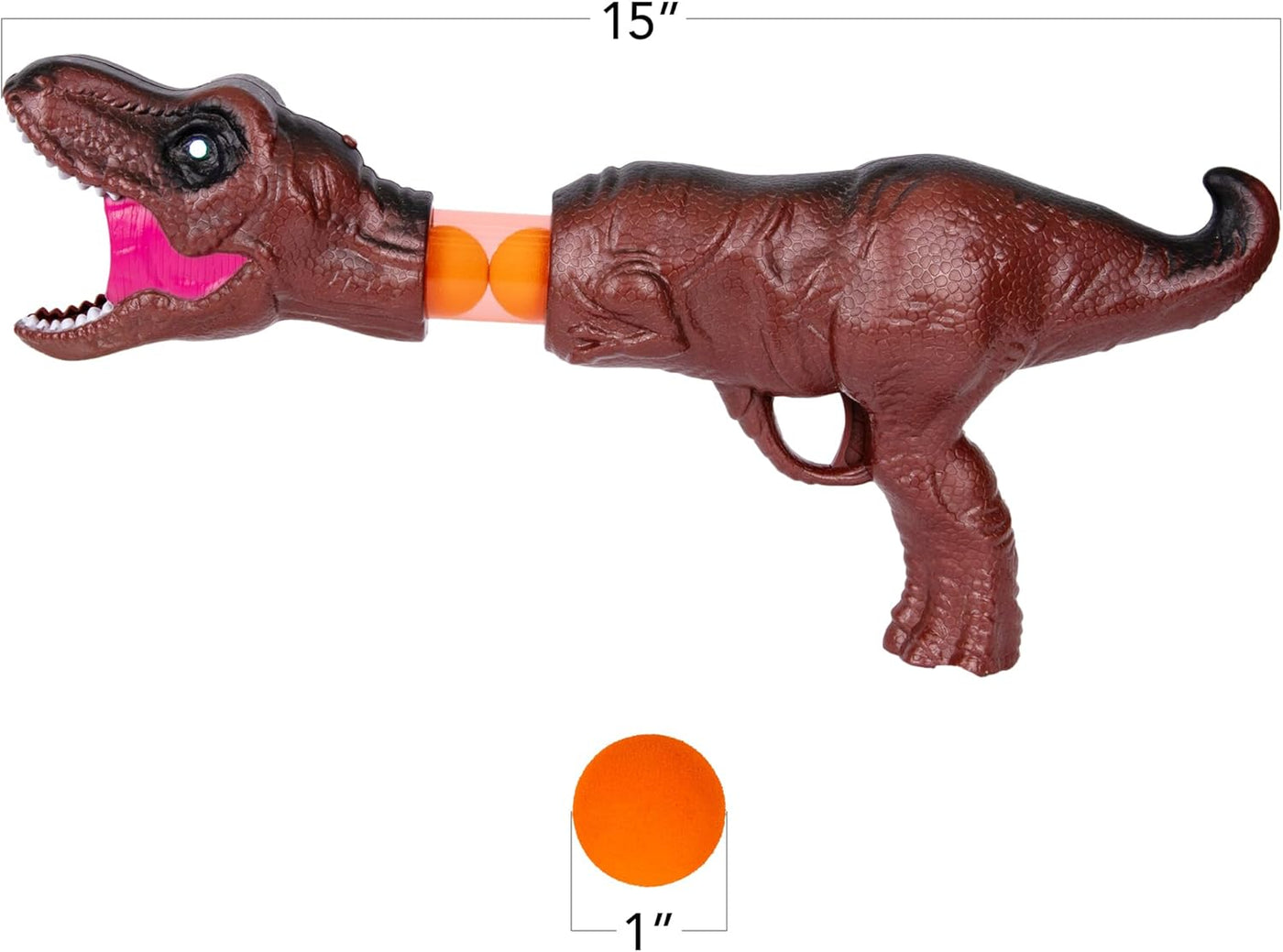 LED Dinosaur Foam Blaster Gun - Pump Action Foam Gun Toy with 12 Foam Balls - Roaring Sound Effects and Light Up Eyes - Batteries Included