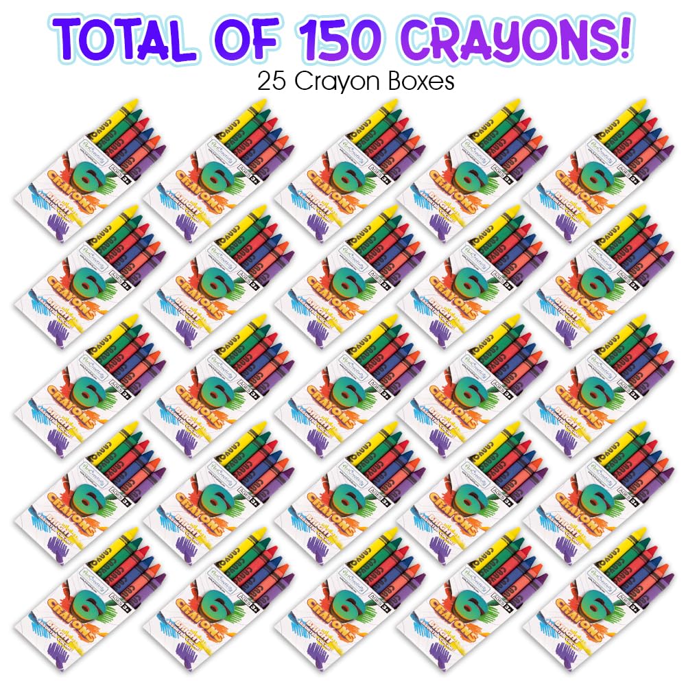 Crayons Bulk Set - 75 Crayon Packs - 6 Crayons in Each Pack - 450 Total - Crayons for Kids in Red, Orange, Yellow, Green, Blue, Purple