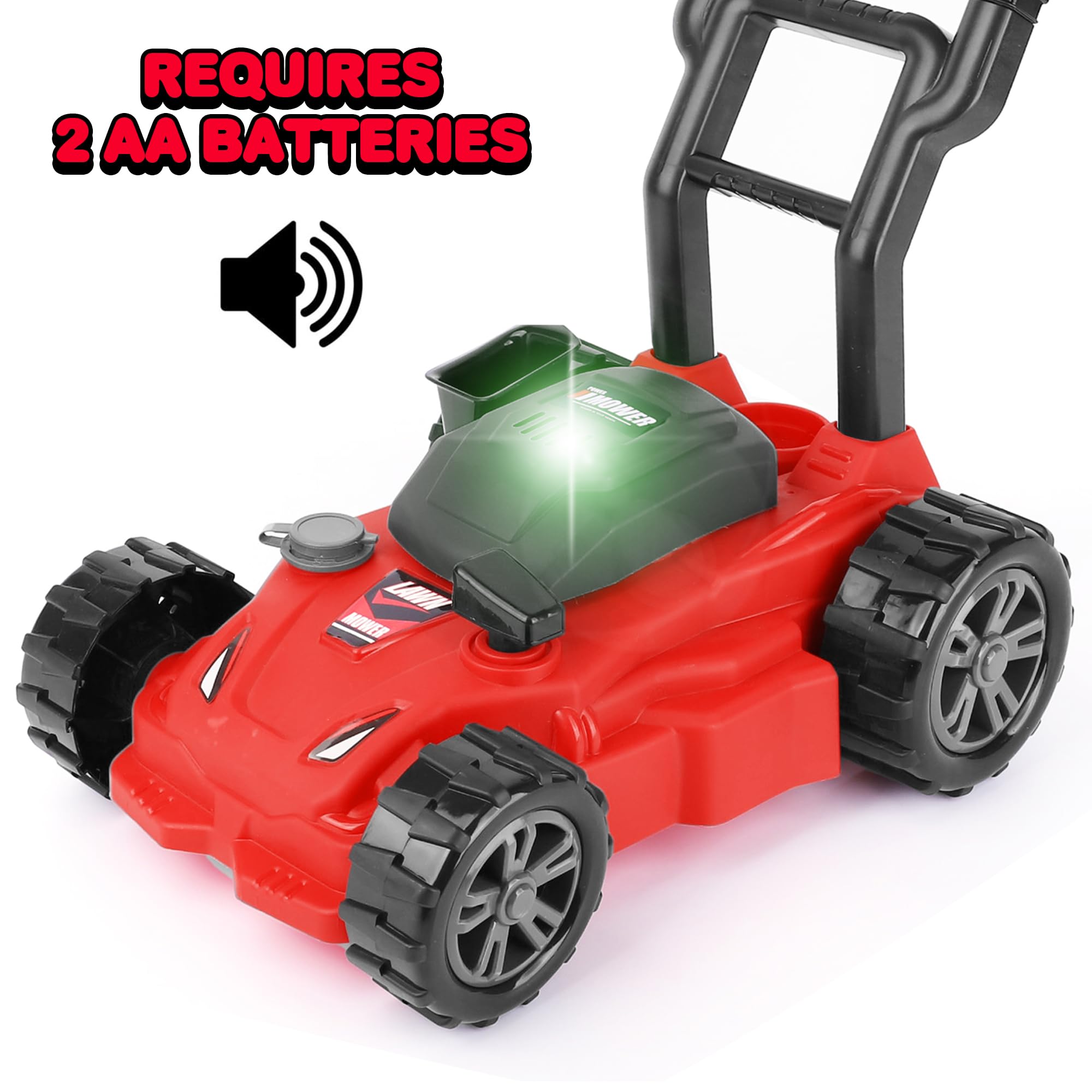 Kids’ Lawn Mower Toy - 21 Inches Tall - Lawn Mower for Kids with Startup Sound and Wheels with Realistic Motor-Like Sound