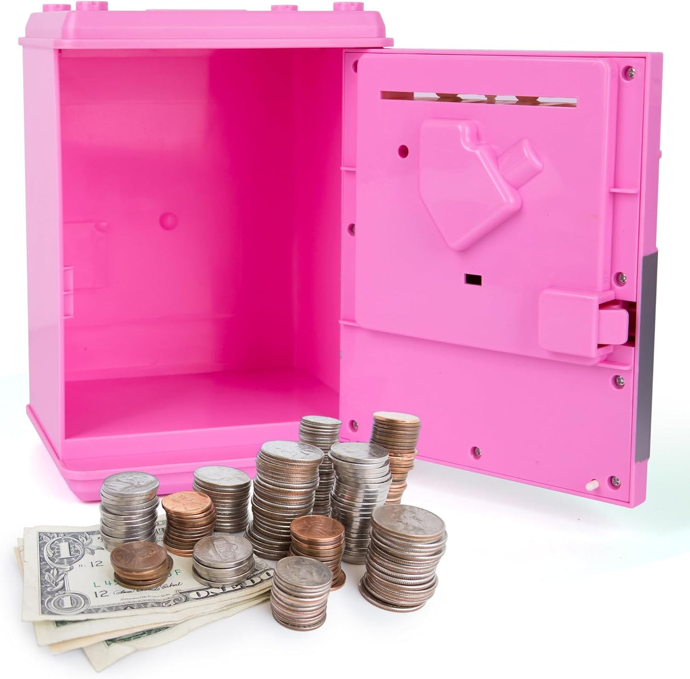 ATM Piggy Bank for Kids - Pink Piggy Bank for Girls - Passcode Protected Electric Piggy Bank - Cool Kids ATM Machine for Early Savings
