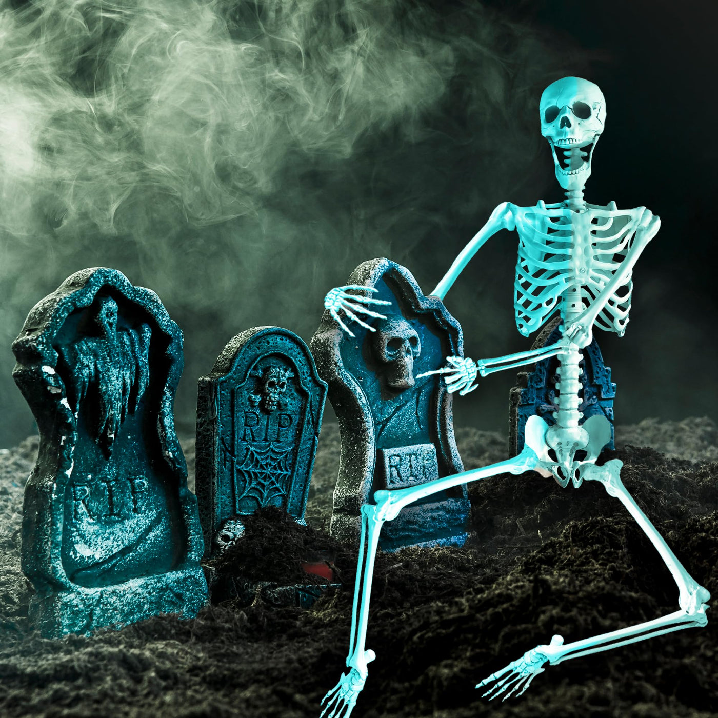 6ft Halloween Skeleton Decor - Life Size Skeleton for Indoor and Outdoor Decorations - Fully Articulated Posable Skeleton