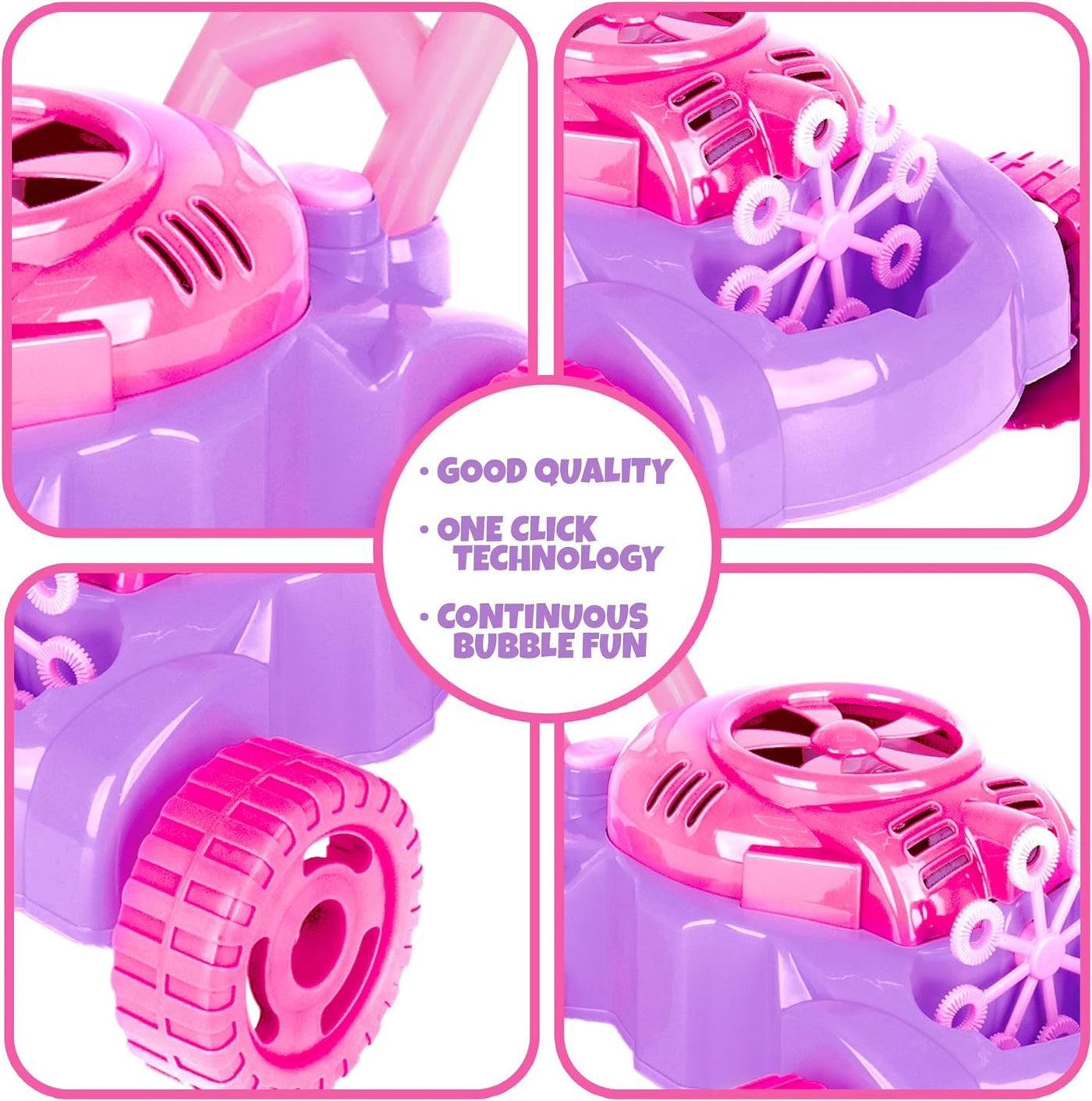 Bubble Lawn Mower for Kids, Electronic Outdoor Push Bubble Blower with Refills