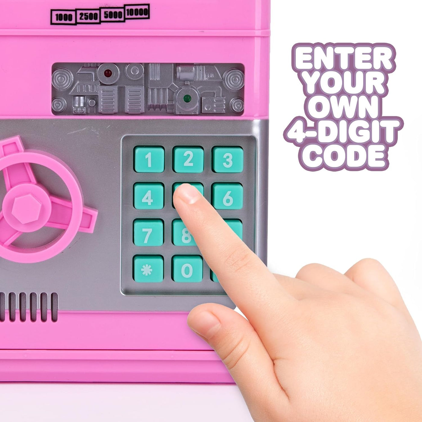 ATM Piggy Bank for Kids - Pink Piggy Bank for Girls - Passcode Protected Electric Piggy Bank - Cool Kids ATM Machine for Early Savings