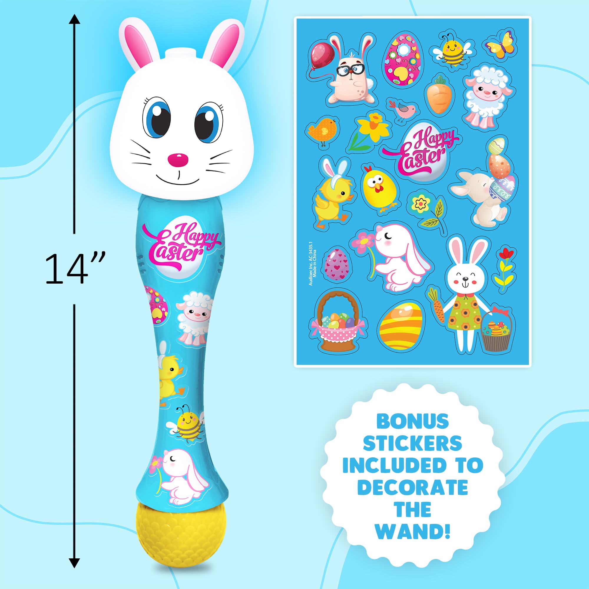 Easter Chick Bubble Wand, Easter Basket Stuffers for Toddler, 14" Light Up Automatic Bubble Maker with LED & Music, Bubbles for Kids, Toys for Toddlers 1-3
