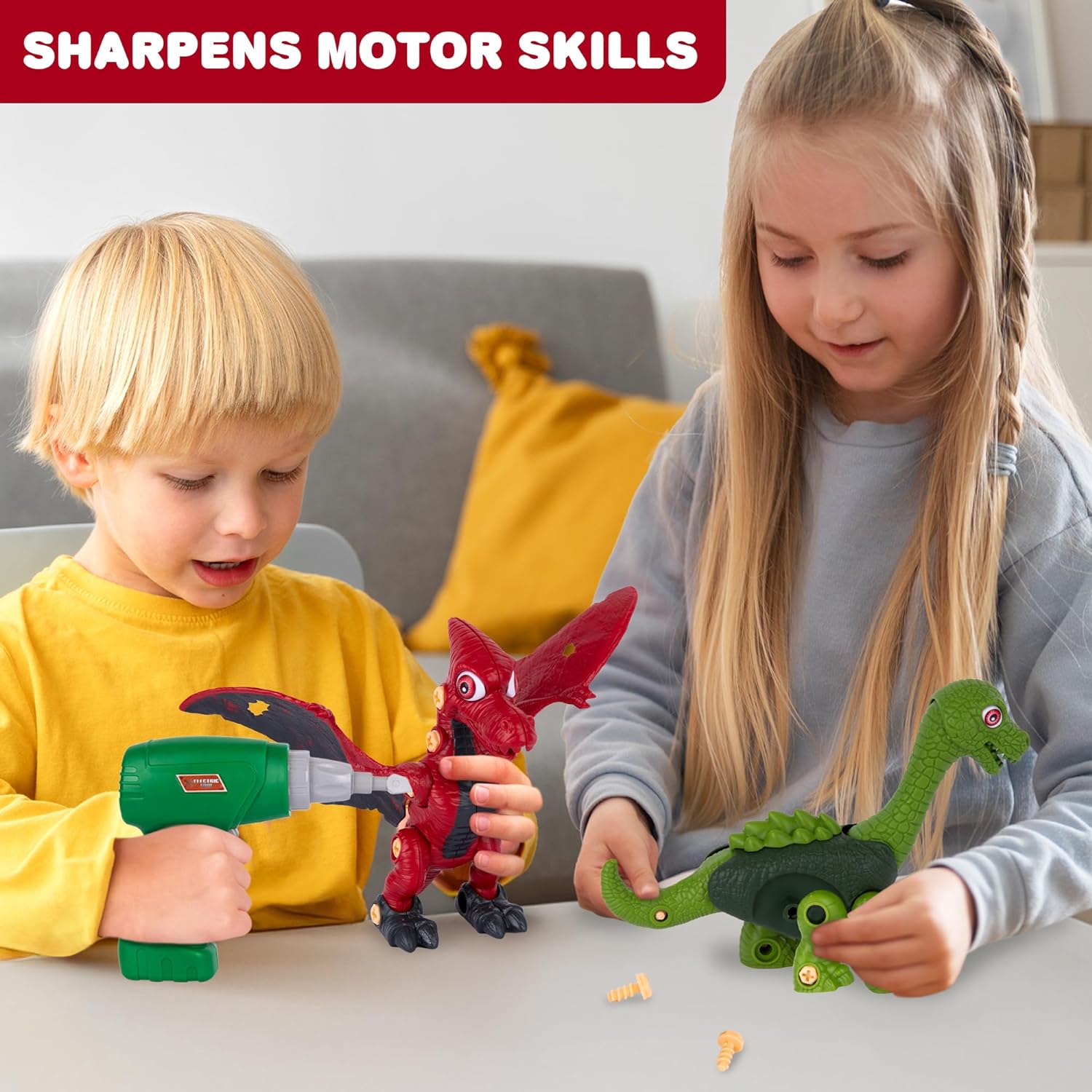Dinosaur Toys for Boys 3-7 - Kids Take Apart STEM Construction Toy with Electric Drills, Assorted Tools, and Toy Dinosaur Parts
