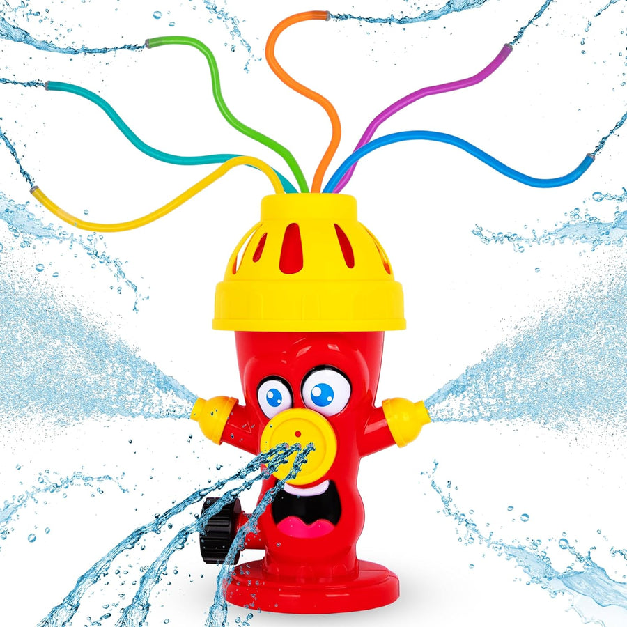 Fire Hydrant Sprinkler for Kids - Fun Sprinkler for Outdoor Play with Silly Face and Colorful Foam Tubes