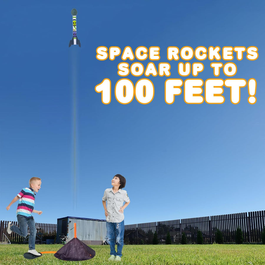 Space Rocket Launcher for Kids - Rocket Launcher Toy Includes 3 Foam Rockets, Base, and Pad