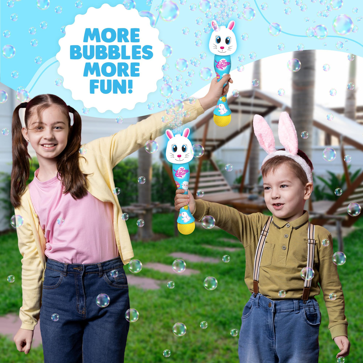 Easter Chick Bubble Wand, Easter Basket Stuffers for Toddler, 14" Light Up Automatic Bubble Maker with LED & Music, Bubbles for Kids, Toys for Toddlers 1-3