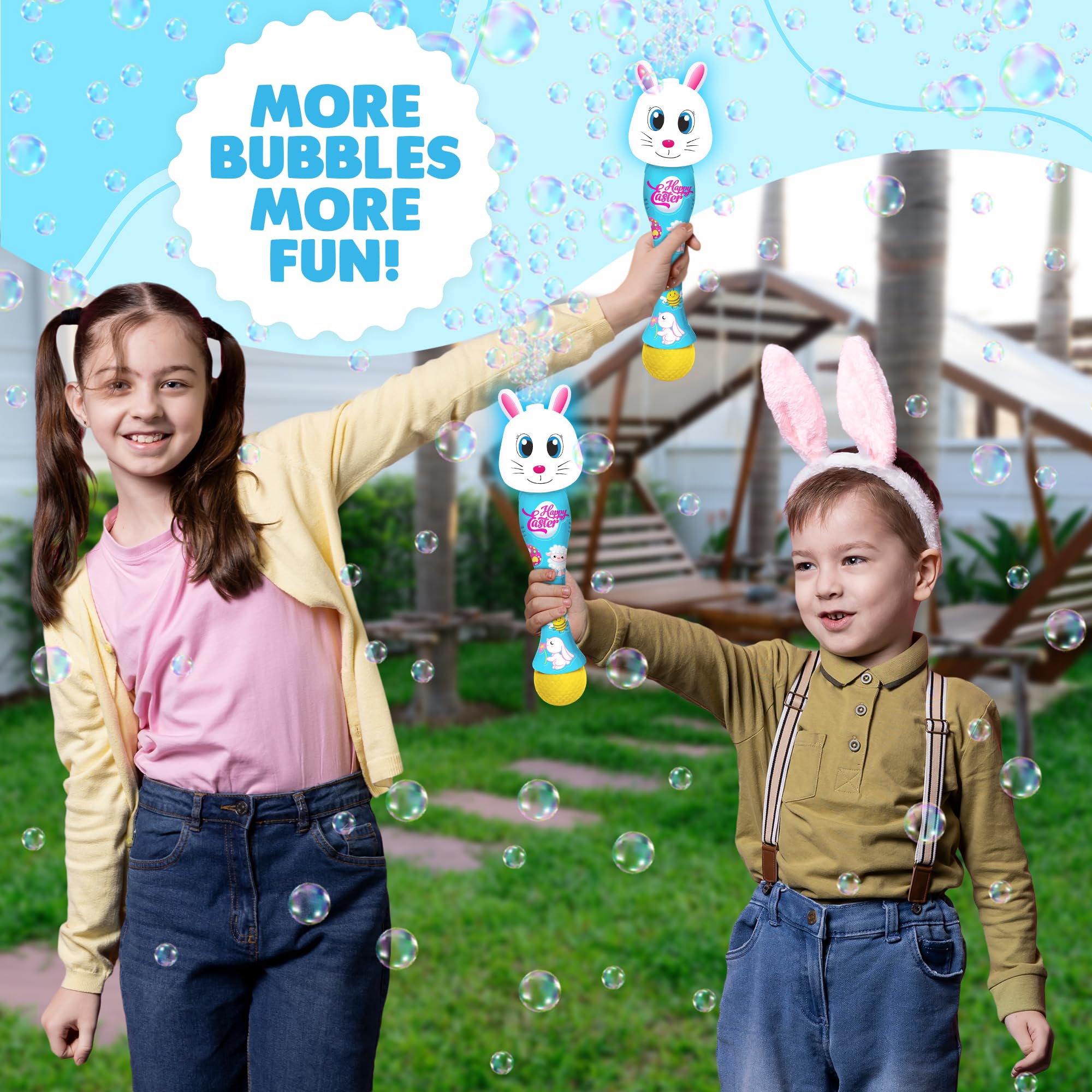 Easter Chick Bubble Wand, Easter Basket Stuffers for Toddler, 14" Light Up Automatic Bubble Maker with LED & Music, Bubbles for Kids, Toys for Toddlers 1-3