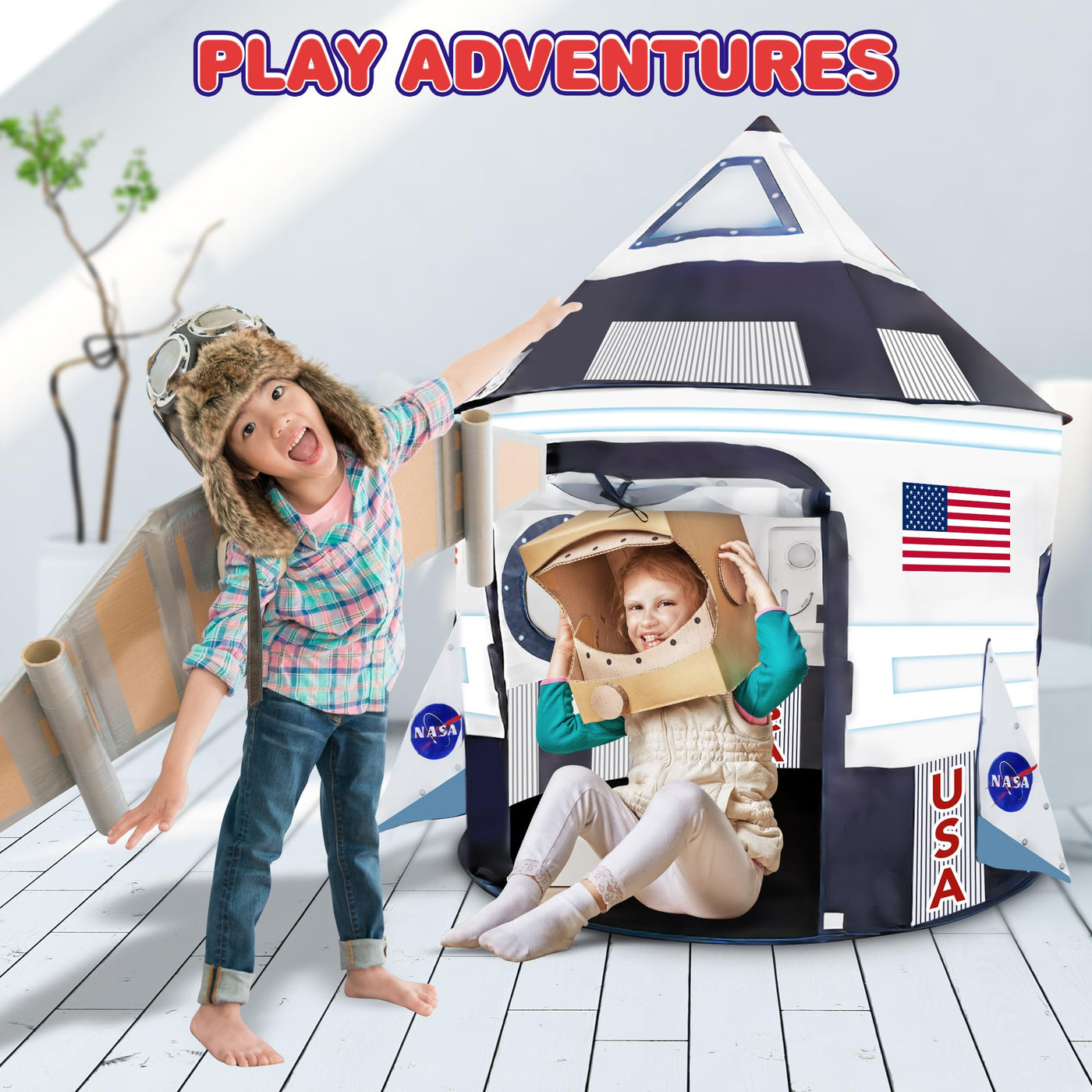 Rocket Ship Pop Up Play Tent for Kids, Ages 4-12