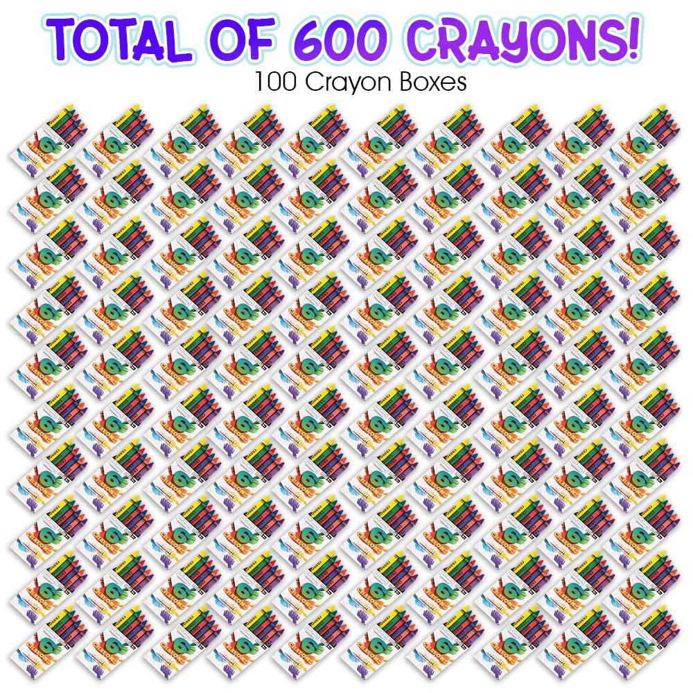 Crayons Bulk Set - 75 Crayon Packs - 6 Crayons in Each Pack - 450 Total - Crayons for Kids in Red, Orange, Yellow, Green, Blue, Purple