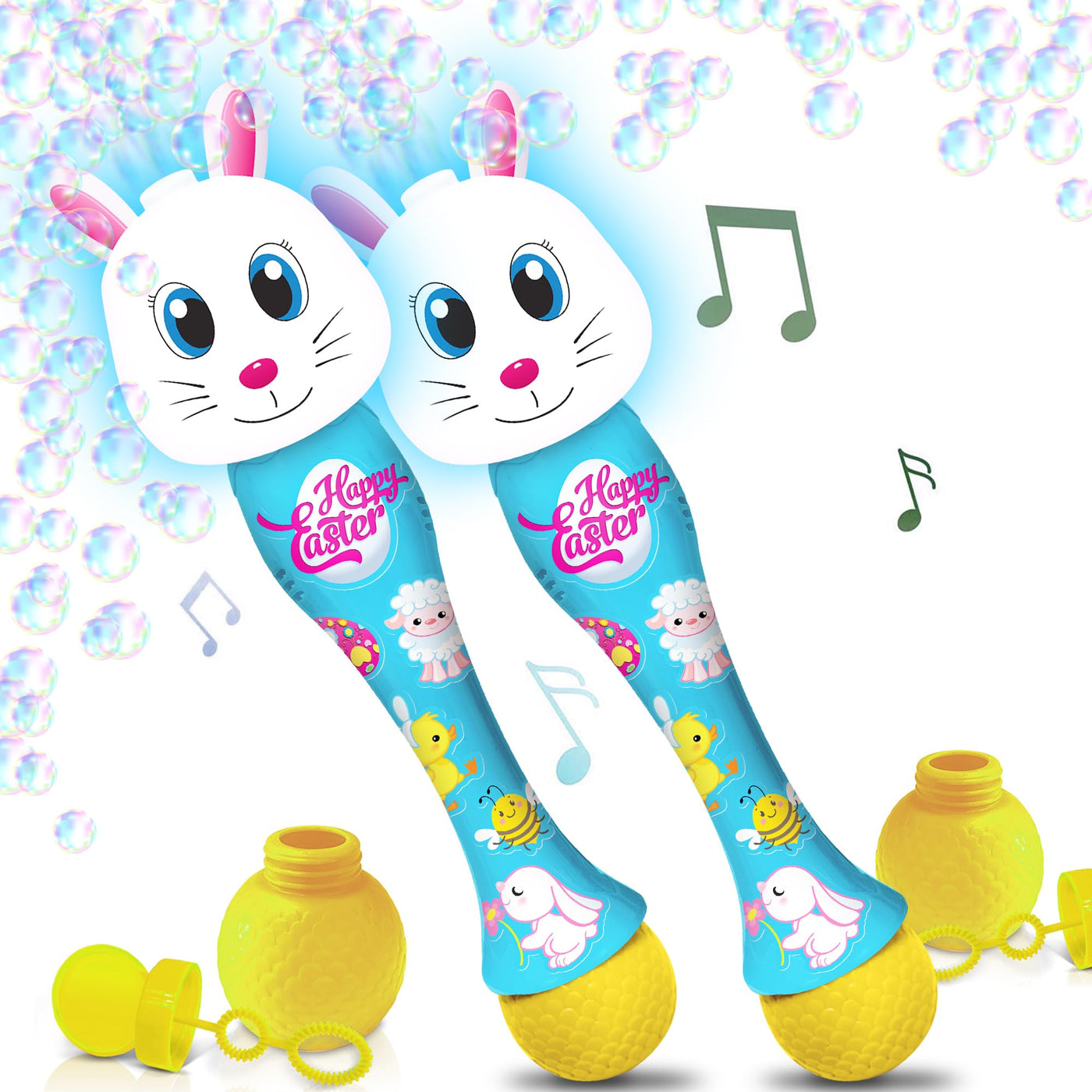 Easter Chick Bubble Wand, Easter Basket Stuffers for Toddler, 14" Light Up Automatic Bubble Maker with LED & Music, Bubbles for Kids, Toys for Toddlers 1-3