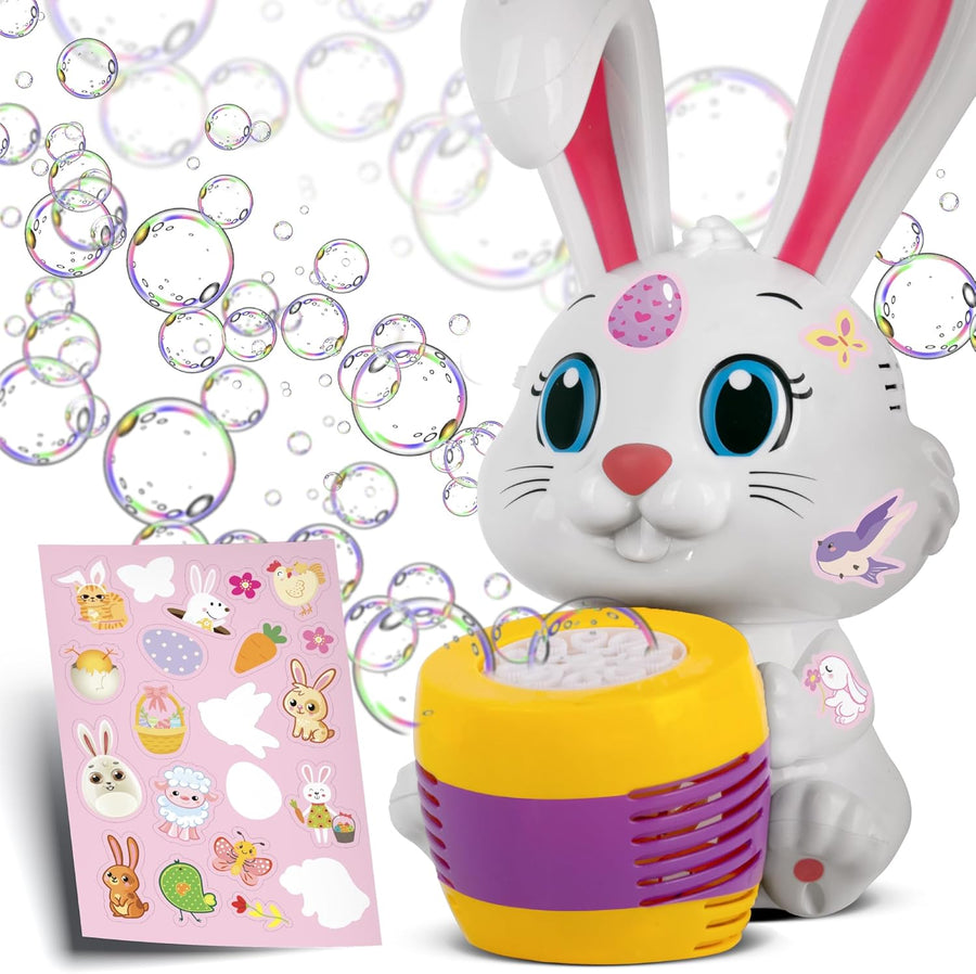 Easter Bunny Bubble Machine for Toddlers - Extreme Bubble - Rabbit Holding Egg Bubble Blower Toy for Kids with Refill Solutions, Music, & Batteries - Blowing Party Favors - Easter Basket Stuffers