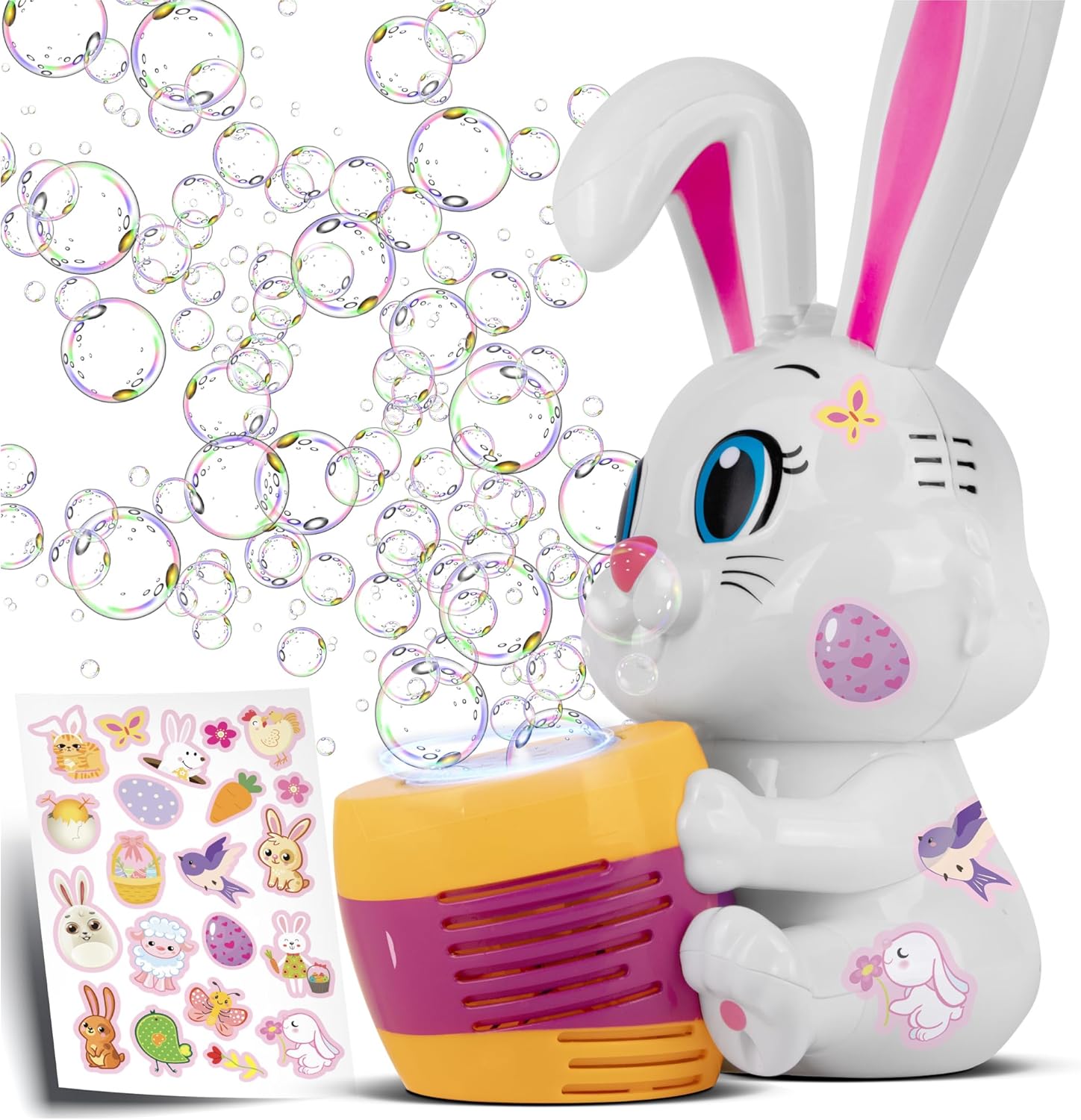 Easter Bunny Bubble Machine for Toddlers - Extreme Bubble - Rabbit Holding Egg Bubble Blower Toy for Kids with Refill Solutions, Music, & Batteries - Blowing Party Favors - Easter Basket Stuffers